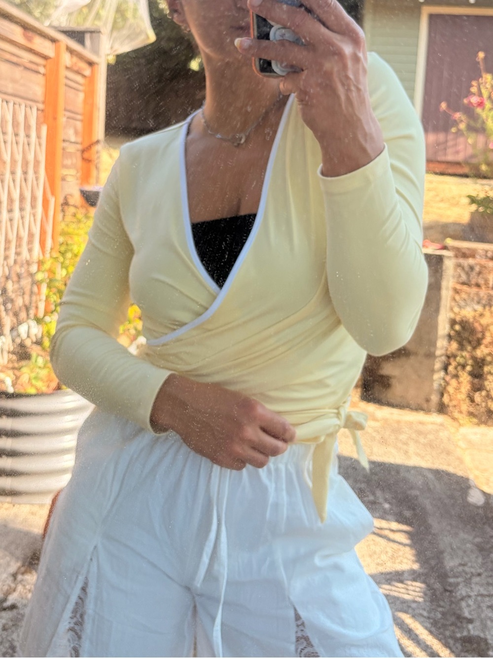 wild fable Light Yellow Wrap-Front V-Neck Women's Sweater